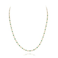 Yellow Gold Emerald 
Diamond Chain Necklace