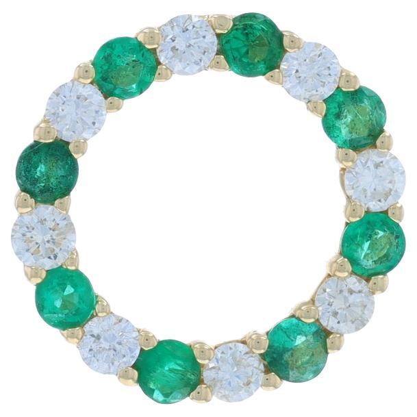 Gelbgold Smaragd Diamant Kreis Anhänger 14k Runde 1,04ctw Ewigkeit im Angebot
