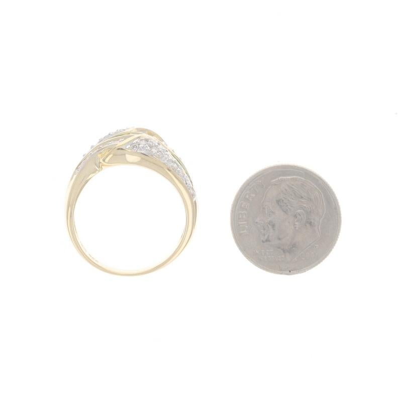 Yellow Gold Emerald Diamond Cluster Cocktail Band -18k Square .84ctw Curved Ring For Sale 1