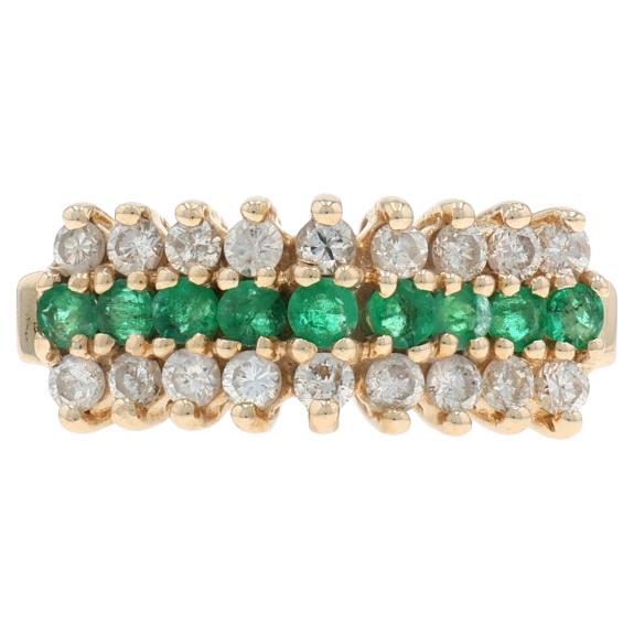Anello cocktail con diamante smeraldo in oro giallo - 14k Round .81ctw