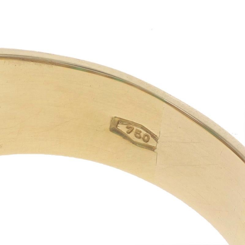 Yellow Gold Emerald & Diamond Cocktail Band 18k Sq 3.80ctw Stripe Ring Sz 8 1/2 For Sale 1