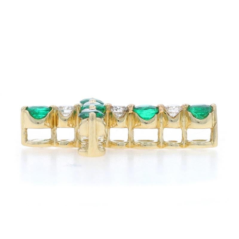 Round Cut Yellow Gold Emerald Diamond Cross Pendant 14k Round .55ctw Faith For Sale
