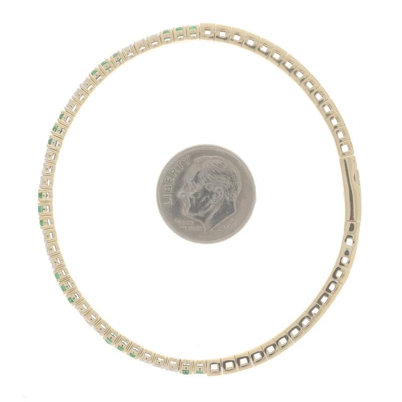 Yellow Gold Emerald & Diamond Flex Bangle Bracelet 6 1/2