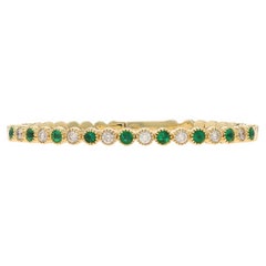 Bracciale Flex con diamante e smeraldo in oro giallo 6 3/4" 14k Round 2.12ctw