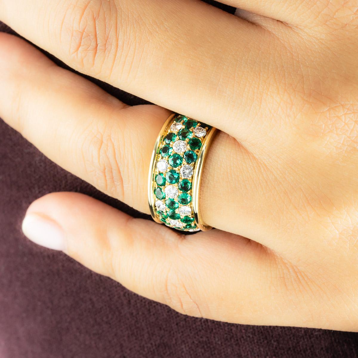 Women's Yellow Gold Emerald & Diamond Floral Full Eternity Ring