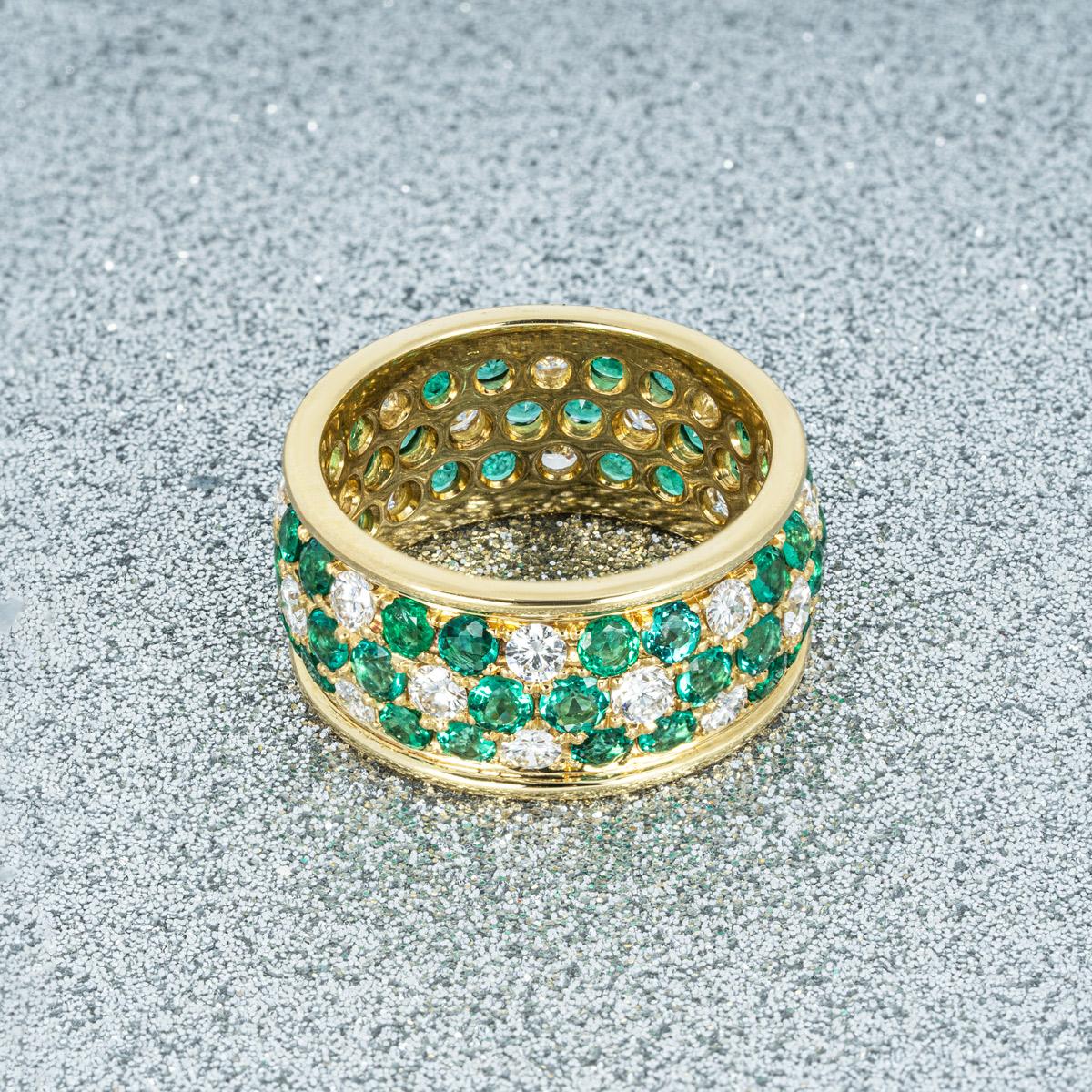 Yellow Gold Emerald & Diamond Floral Full Eternity Ring 2