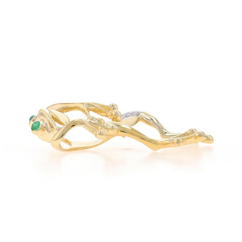 Gelbgold Smaragd & Diamant Frosch Omega Slide Anhänger 14k Cab .33ctw Amphibian (Rundschliff)