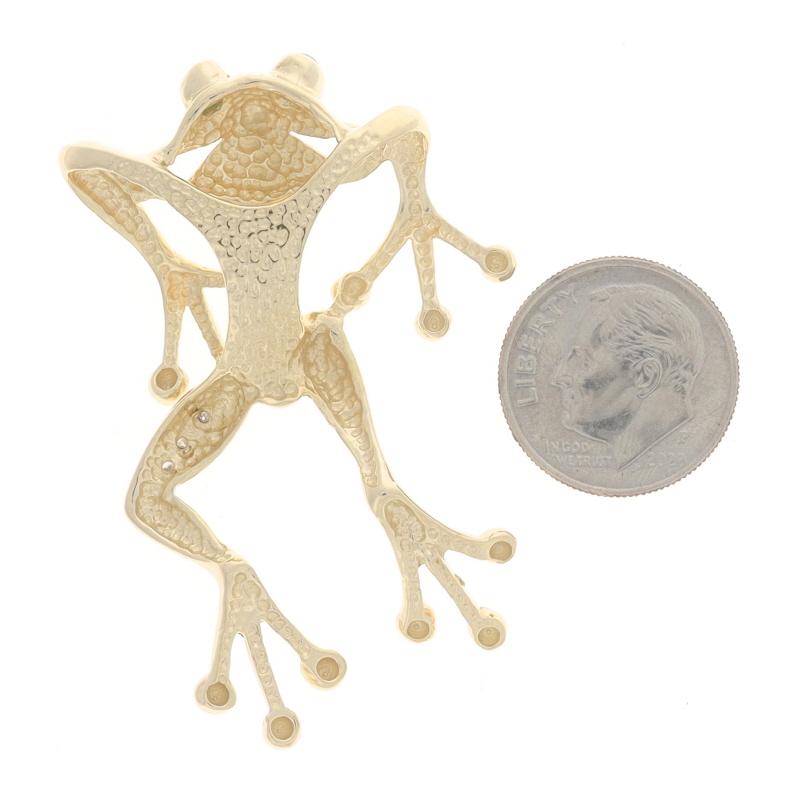Gelbgold Smaragd & Diamant Frosch Omega Slide Anhänger 14k Cab .33ctw Amphibian im Zustand „Hervorragend“ in Greensboro, NC
