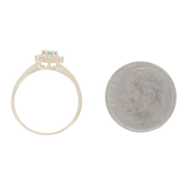 Yellow Gold Emerald Diamond Halo Ring - 14k Oval .21ctw Floral 1