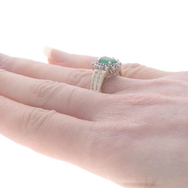 Gelbgold Smaragd & Diamant Halo-Ring - 14k Oval .95ctw Floral Damen
