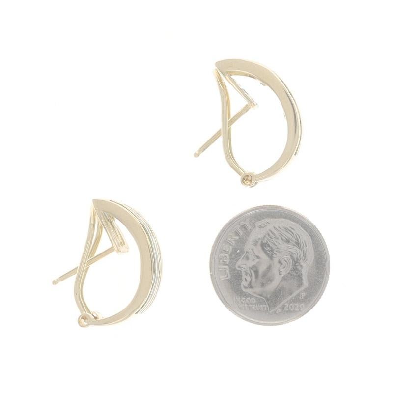 Taille carrée Boucles d'oreilles J en or jaune avec émeraudes et diamants - 14k Carré 1.66ctw Stripes Pierce en vente