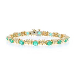 Bracciale in oro giallo con smeraldo e diamanti - 14k Oval 3.78ctw