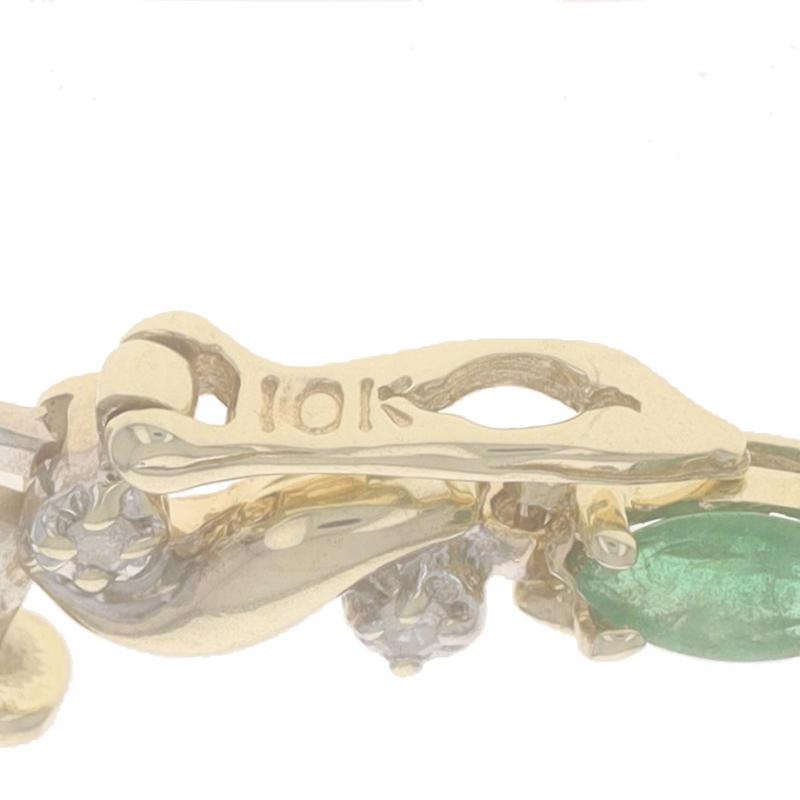 Women's Yellow Gold Emerald Diamond Link Bracelet 7 1/4