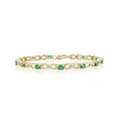 Bracelet en or jaune avec émeraude et diamant - 10k Oval 1.46ctw