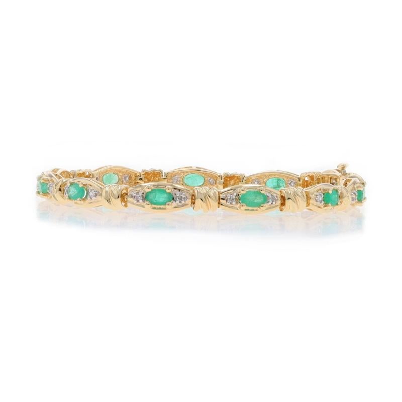 Pulsera de oro amarillo con esmeralda y diamantes 7