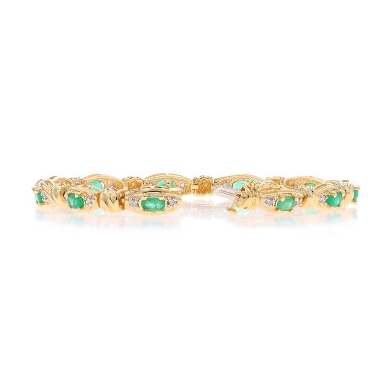 Pulsera de oro amarillo con esmeralda y diamantes 7