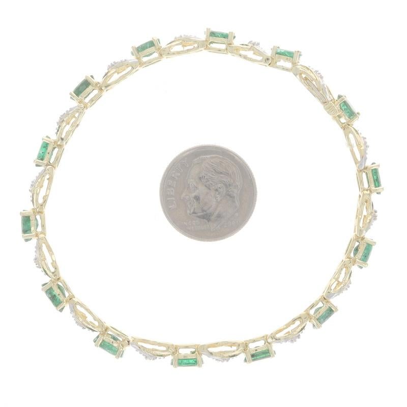 Yellow Gold Emerald & Diamond Link Bracelet 7