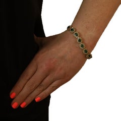 Bracciale aureola in oro giallo con diamante smeraldo 7 1/4" 7" 14k Ovale 21.92ctw