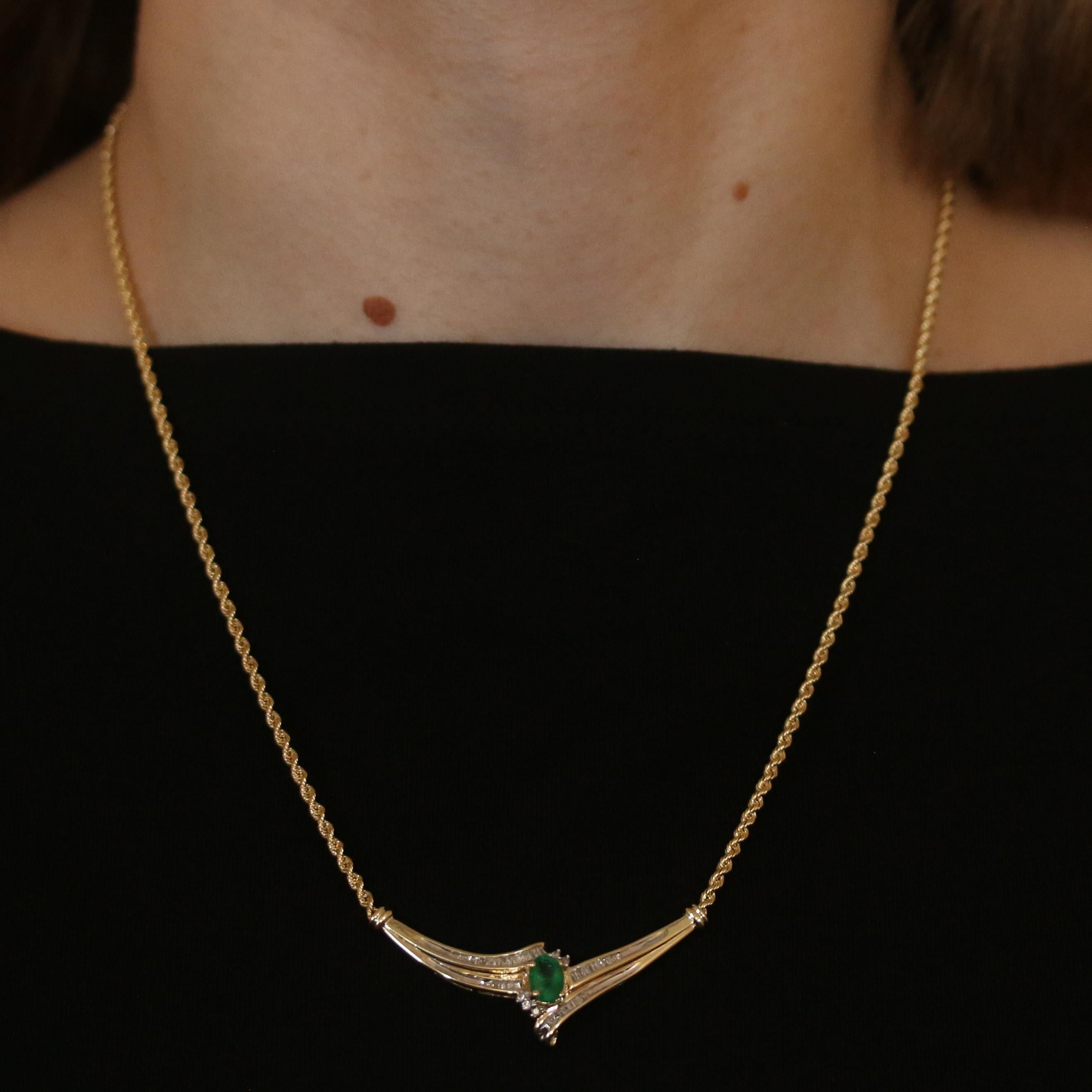 emerald and gold braid necklace