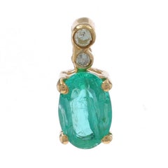 Ciondolo con diamante smeraldo in oro giallo - 14k Oval .55ctw