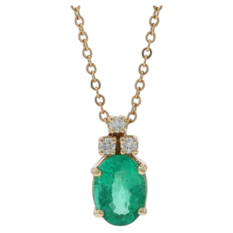 Collana con diamante smeraldo in oro giallo da 18" - 14k Oval 1.60ctw