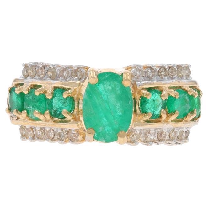 Anello con diamante smeraldo in oro giallo - 10k Oval 1.69ctw