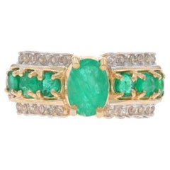 Anello con diamante smeraldo in oro giallo - 10k Oval 1.69ctw