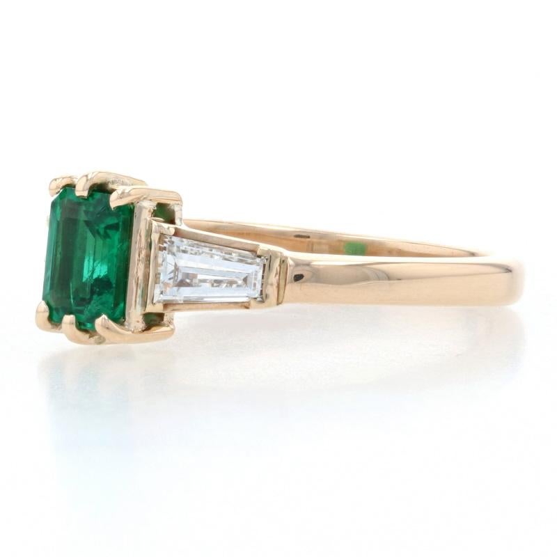 Yellow Gold Emerald & Diamond Ring, 14k Emerald & Baguette .98ctw 3