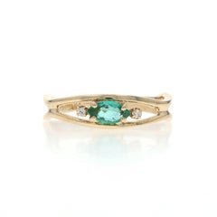 Yellow Gold Emerald Diamond Ring - 14k Marquise .32ctw SZ 6