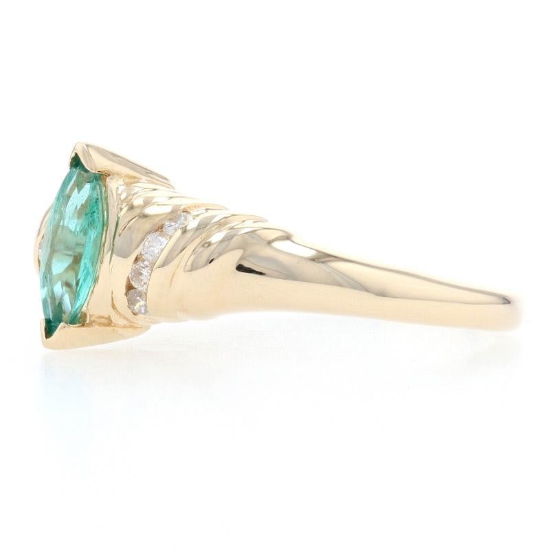 Yellow Gold Emerald & Diamond Ring, 14k Marquise Cut .53ctw 2