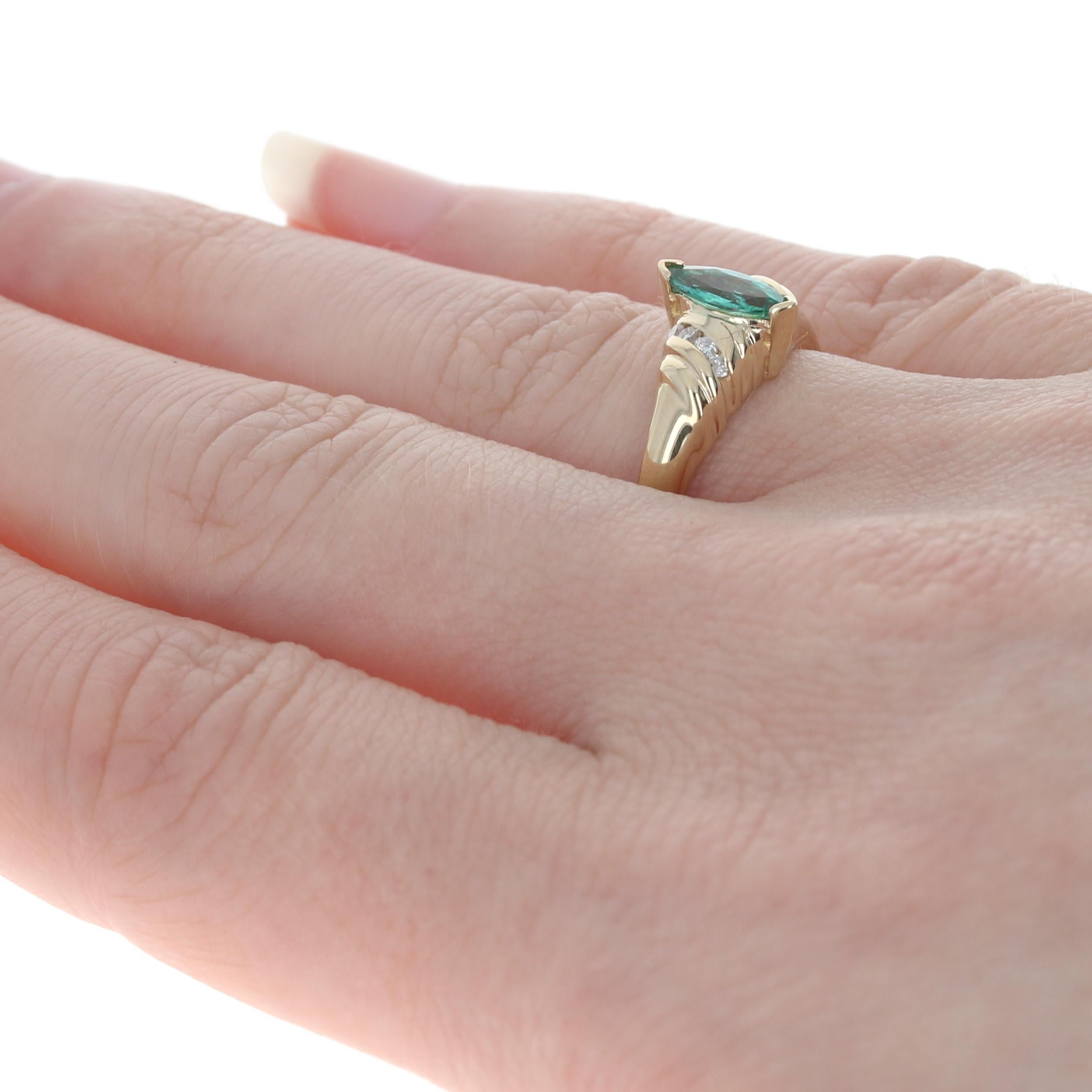 Yellow Gold Emerald & Diamond Ring, 14k Marquise Cut .53ctw 4
