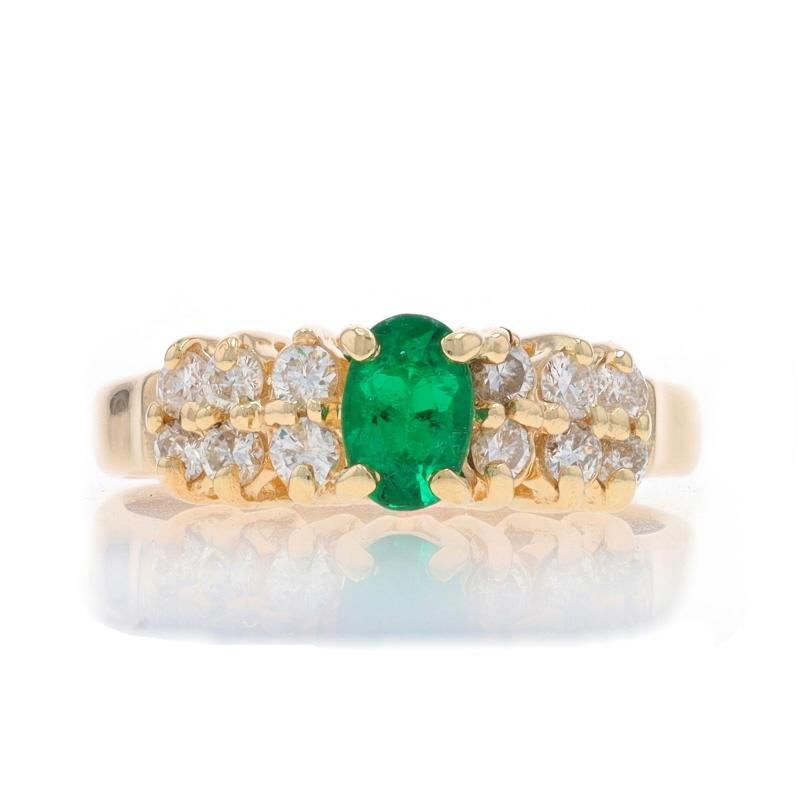 Yellow Gold Emerald Diamond Ring - 14k Oval 1.00ctw