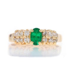 Bague en or jaune 14 carats avec diamant émeraude ovale de 1,00 carat