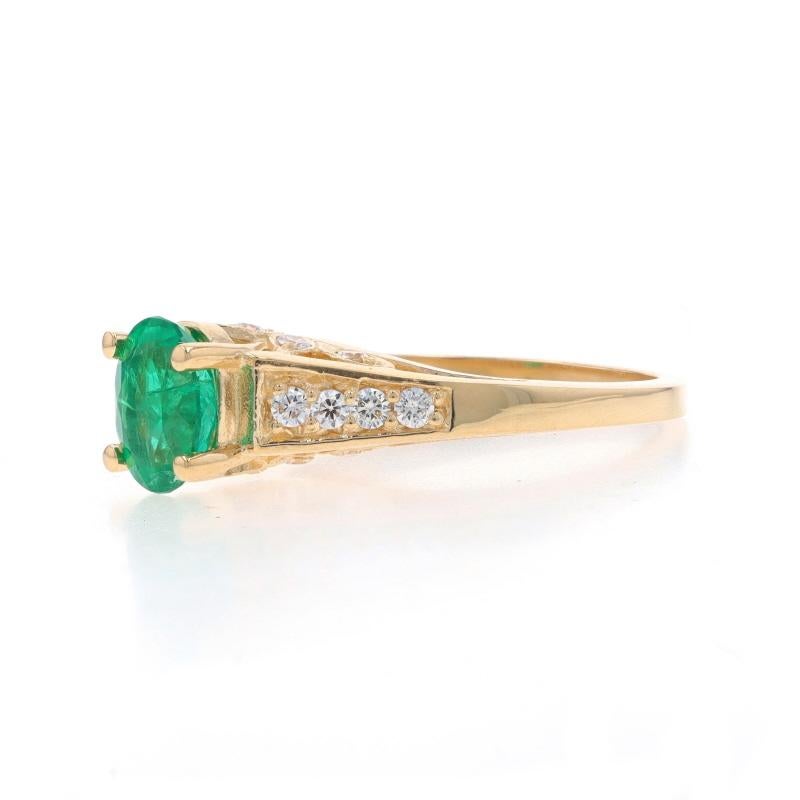 Yellow Gold Emerald & Diamond Ring - 14k Oval 1.40ctw In New Condition For Sale In Greensboro, NC