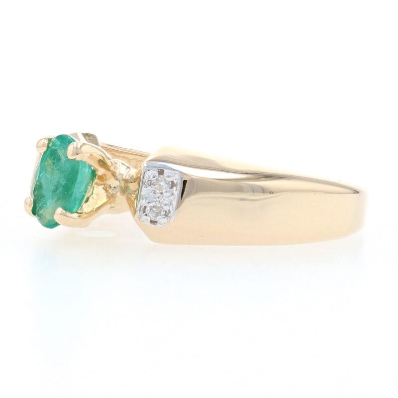 Yellow Gold Emerald & Diamond Ring, 14k Oval Cut .50ct 3