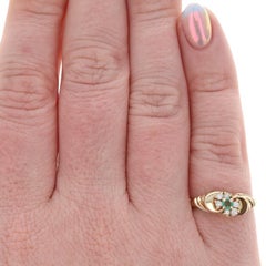 Yellow Gold Emerald Diamond Ring - 14k Round .28ctw Bypass
