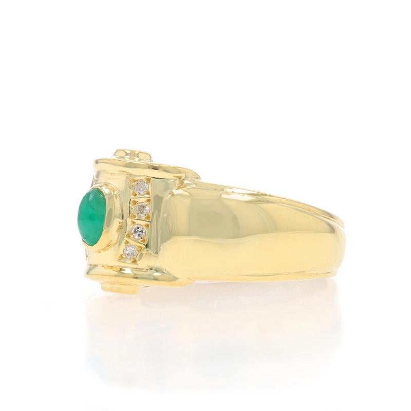Bague en or jaune émeraude diamant - 18k Cabochon ovale .33ctw Excellent état - En vente à Greensboro, NC