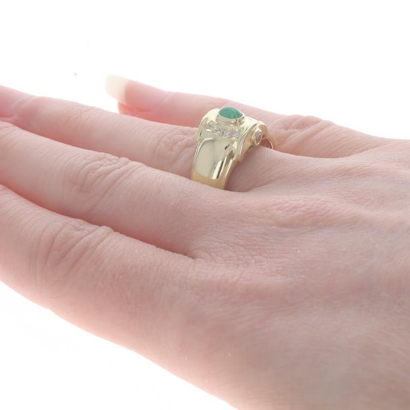Bague en or jaune émeraude diamant - 18k Cabochon ovale .33ctw Pour femmes en vente