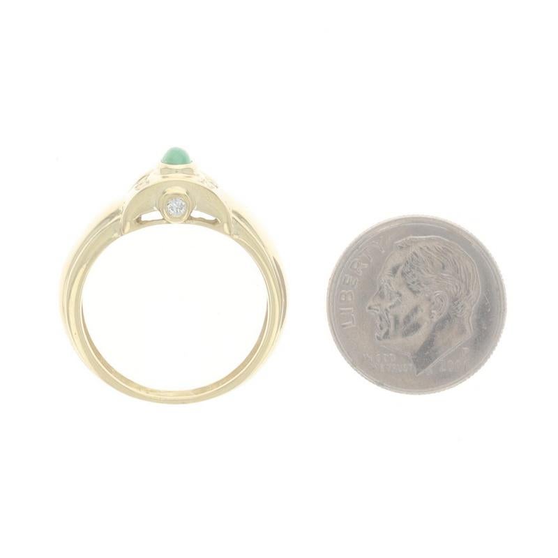 Bague en or jaune émeraude diamant - 18k Cabochon ovale .33ctw en vente 1