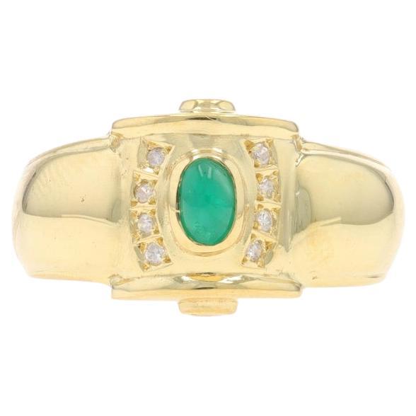 Gelbgold Smaragd-Diamant-Ring - 18k Oval Cabochon .33ctw