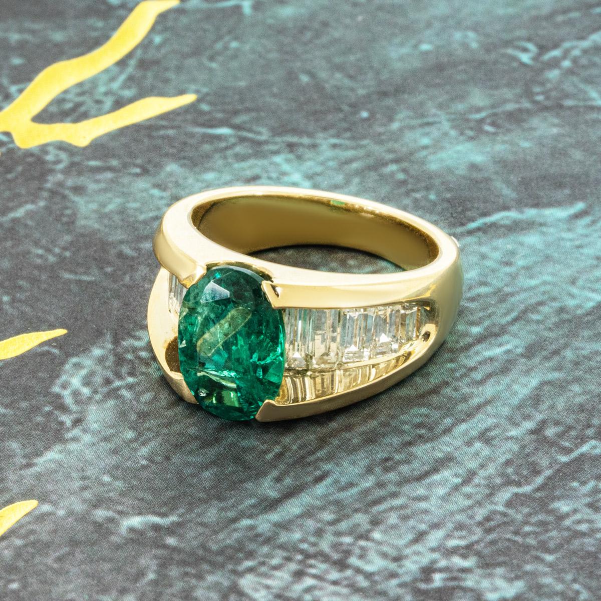 Yellow Gold Emerald & Diamond Ring 2.25ct 1