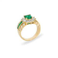 Yellow Gold Emerald & Diamond Ring