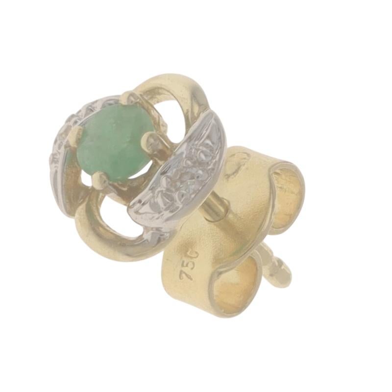 Donna Orecchini con diamante smeraldo in oro giallo - 18k Round 4.26ctw Pierced in vendita