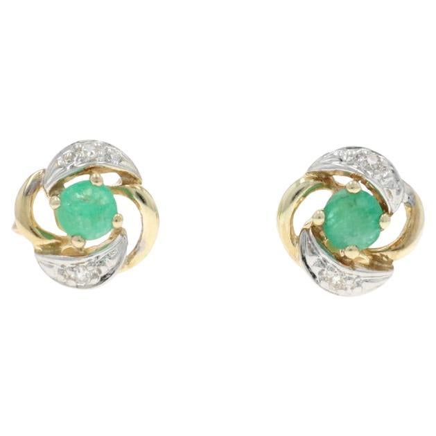 Orecchini con diamante smeraldo in oro giallo - 18k Round 4.26ctw Pierced