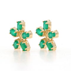 Yellow Gold Emerald Earring Enhancers - 14k Oval 2.50ctw Flowers Stud Jackets