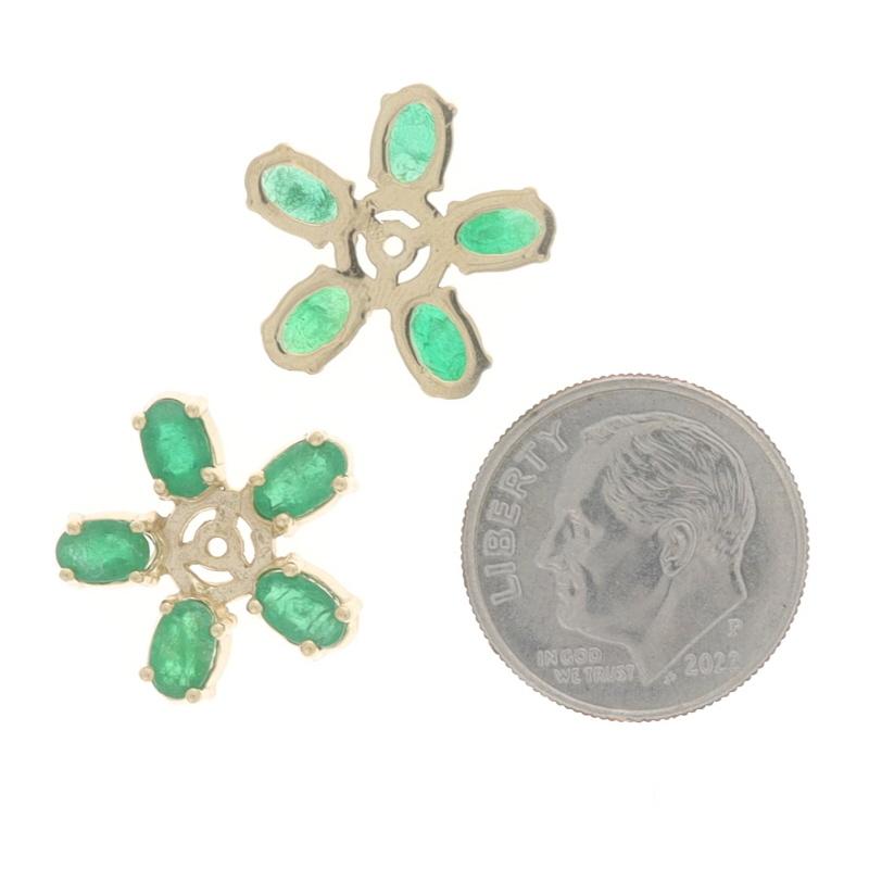 Oval Cut Yellow Gold Emerald Earring Enhancers - 14k Oval 2.50ctw Flowers Stud Jackets For Sale