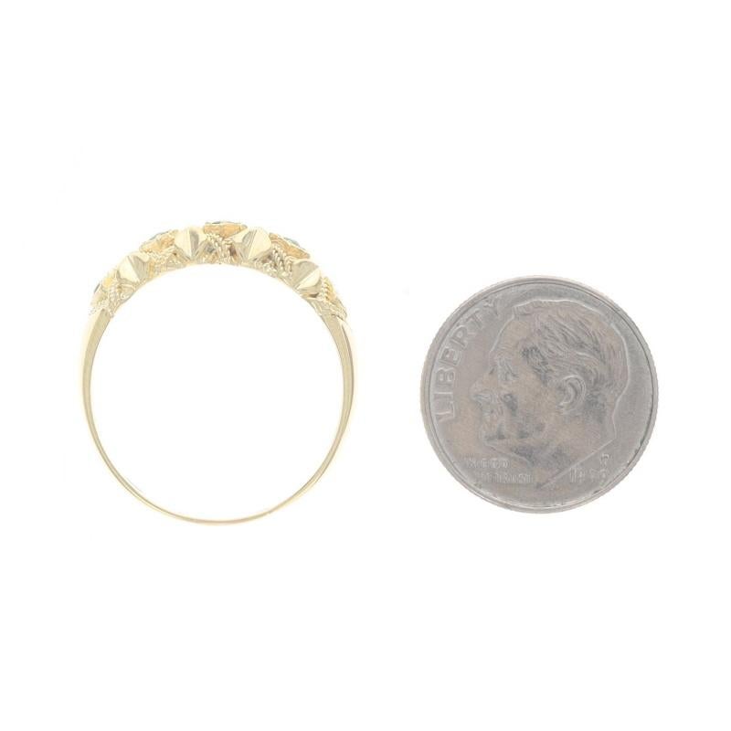 Anneau en or jaune à cinq pierres en émeraude - 18k Round .20ctw Rope Ring en vente 1