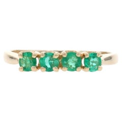 Yellow Gold Emerald Four-Stone Band - 14k Round .48ctw Ring