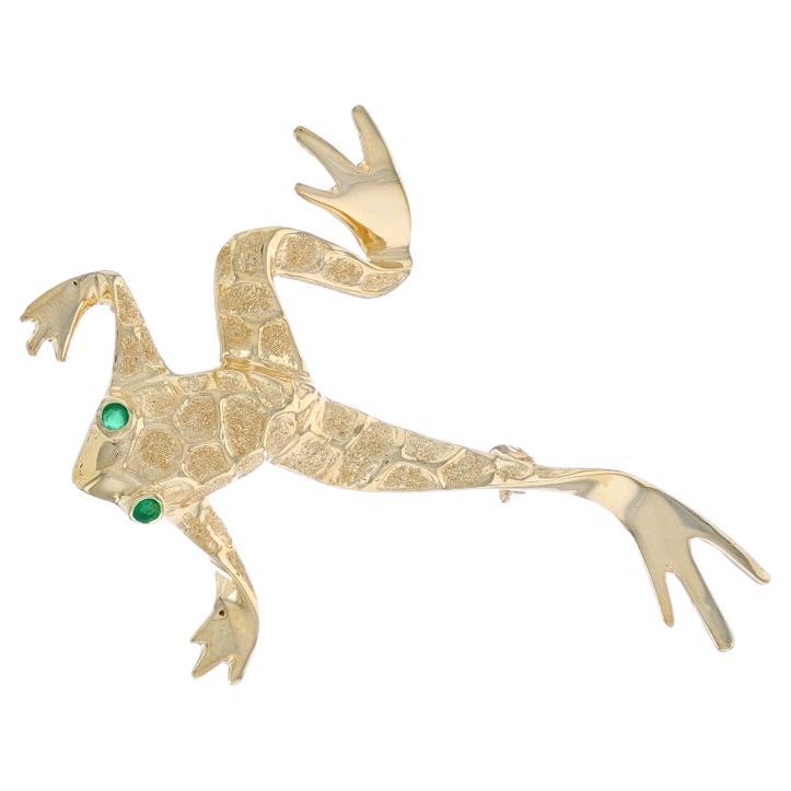 Broche grenouille en or jaune - 14k Round .10ctw Amphibian Pin en vente