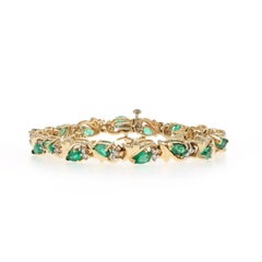 Yellow Gold Emerald Link Bracelet 6 1/2" - 14k Pear 4.50ctw